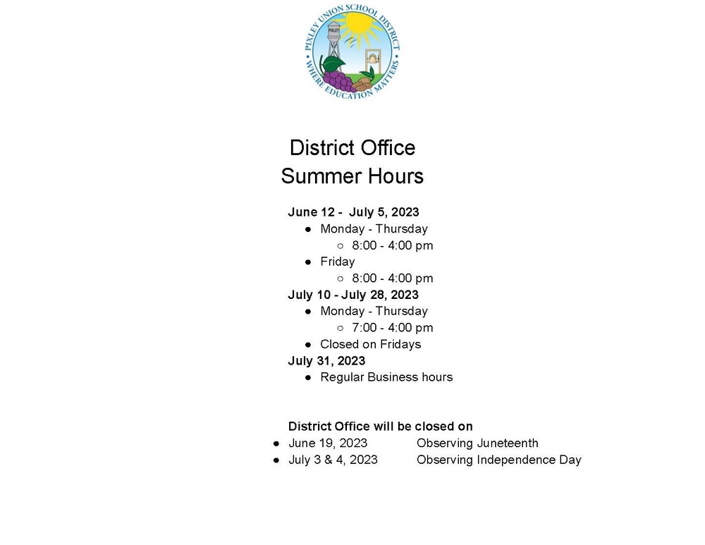 Summer Hours 2023