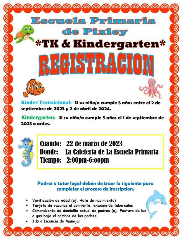 Kindergarten Registration Spanish